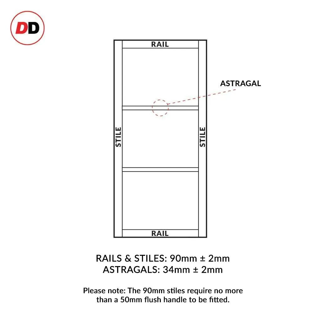 Bespoke Handmade Eco-Urban® Berkley 2 Pane 1 Panel Double Absolute Evokit Pocket Door DD6309SG - Frosted Glass - Colour Options