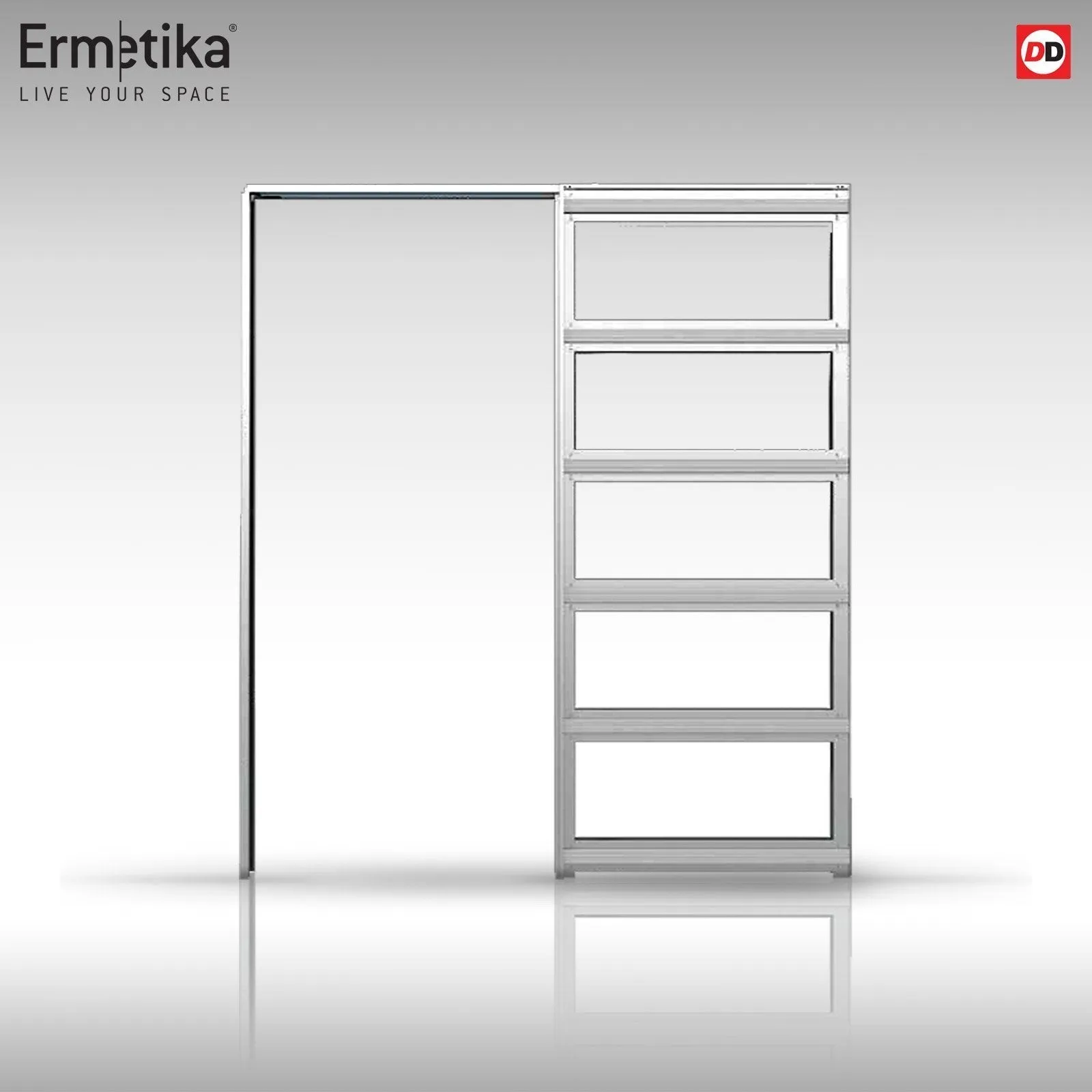 Bespoke Handmade Eco-Urban® Berkley 2 Pane 1 Panel Single Evokit Pocket Door DD6309SG - Frosted Glass - Colour Options