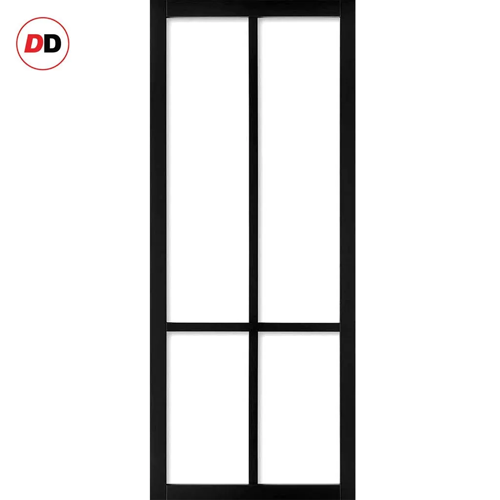 Bespoke Handmade Eco-Urban® Bronx 4 Pane Single Absolute Evokit Pocket Door DD6315SG - Frosted Glass - Colour Options