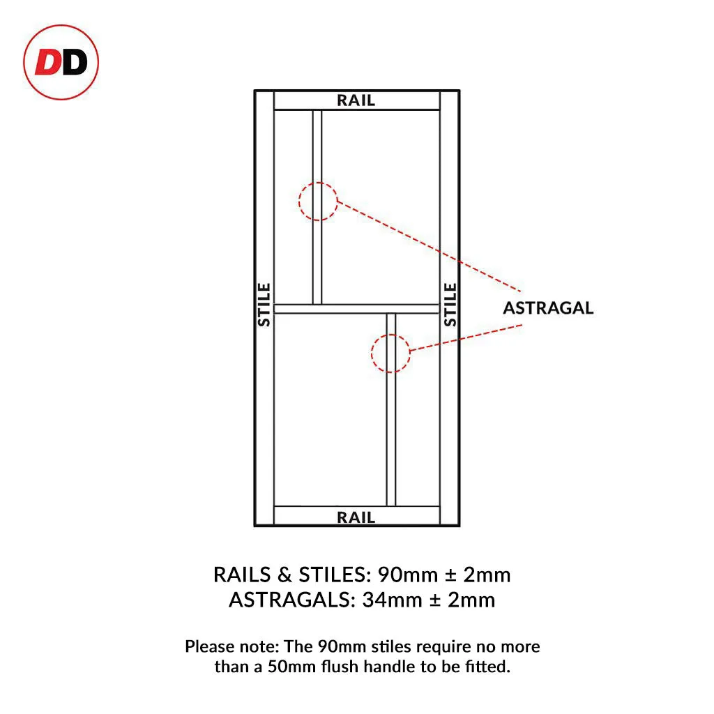 Bespoke Handmade Eco-Urban® Hampton 4 Pane Double Absolute Evokit Pocket Door DD6413G Clear Glass - Colour Options