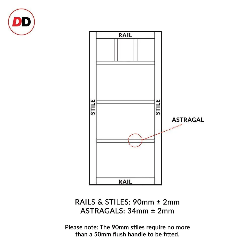 Bespoke Handmade Eco-Urban® Lagos 3 Pane 3 Panel Single Evokit Pocket Door DD6427G Clear Glass - Colour Options