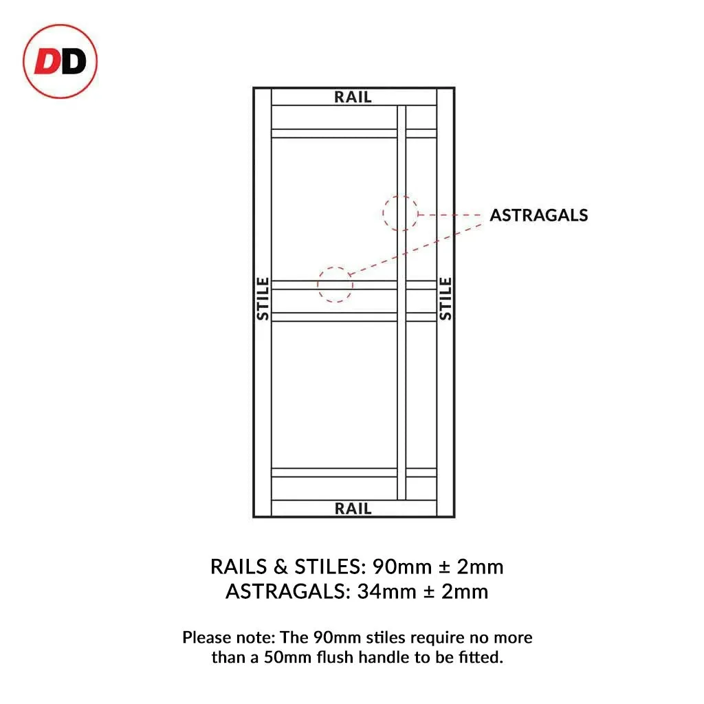 Bespoke Handmade Eco-Urban® Leith 9 Panel Double Evokit Pocket Door DD6316 - Colour Options