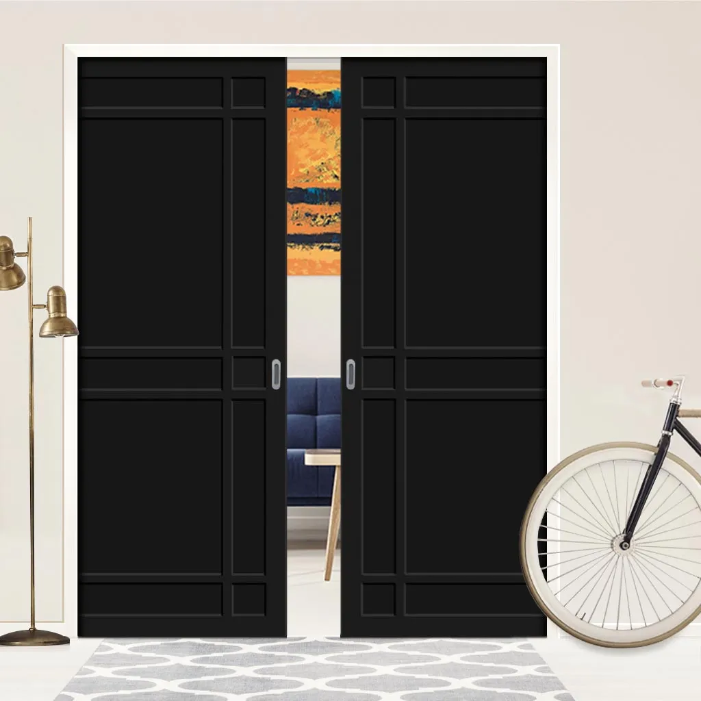 Bespoke Handmade Eco-Urban® Leith 9 Panel Double Evokit Pocket Door DD6316 - Colour Options