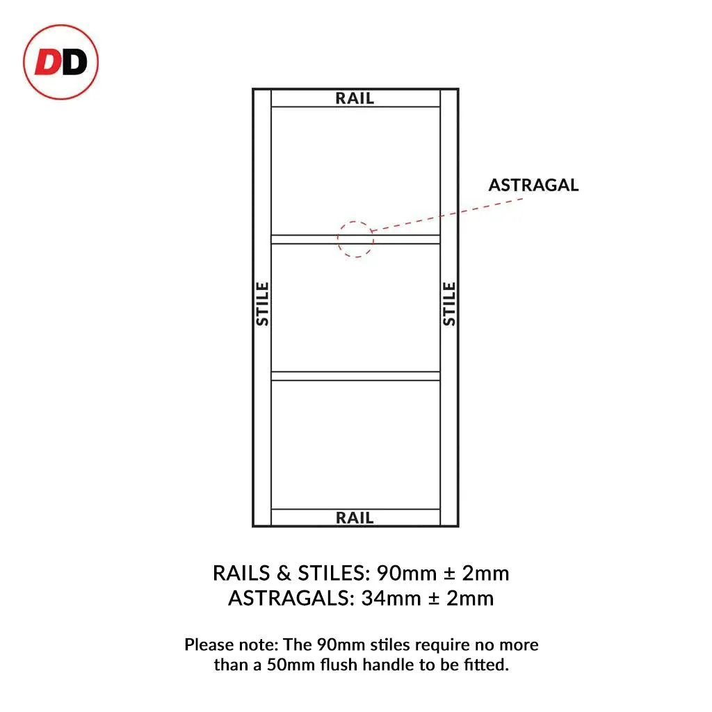 Bespoke Handmade Eco-Urban® Manchester 3 Pane Double Absolute Evokit Pocket Door DD6306G - Clear Glass - Colour Options