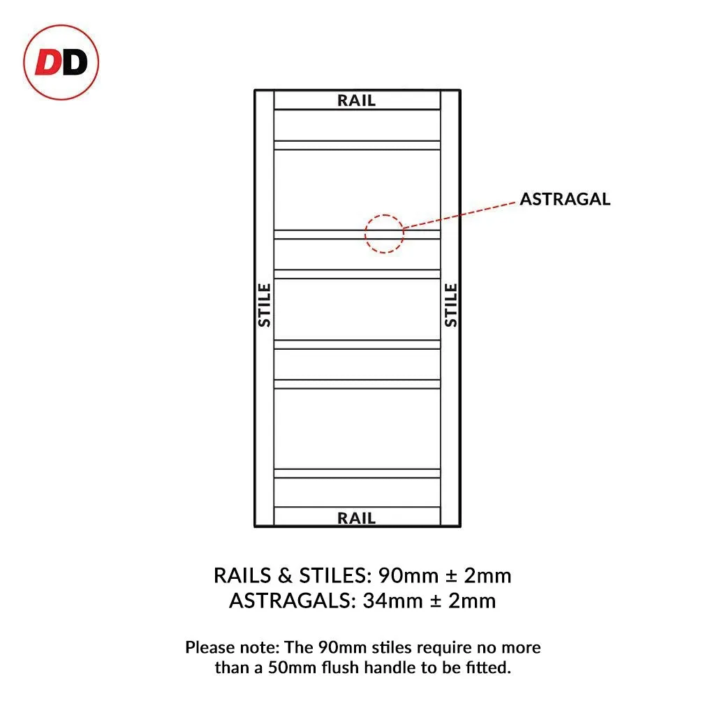 Bespoke Handmade Eco-Urban® Metropolitan 7 Pane Double Absolute Evokit Pocket Door DD6405SG Frosted Glass - Colour Options