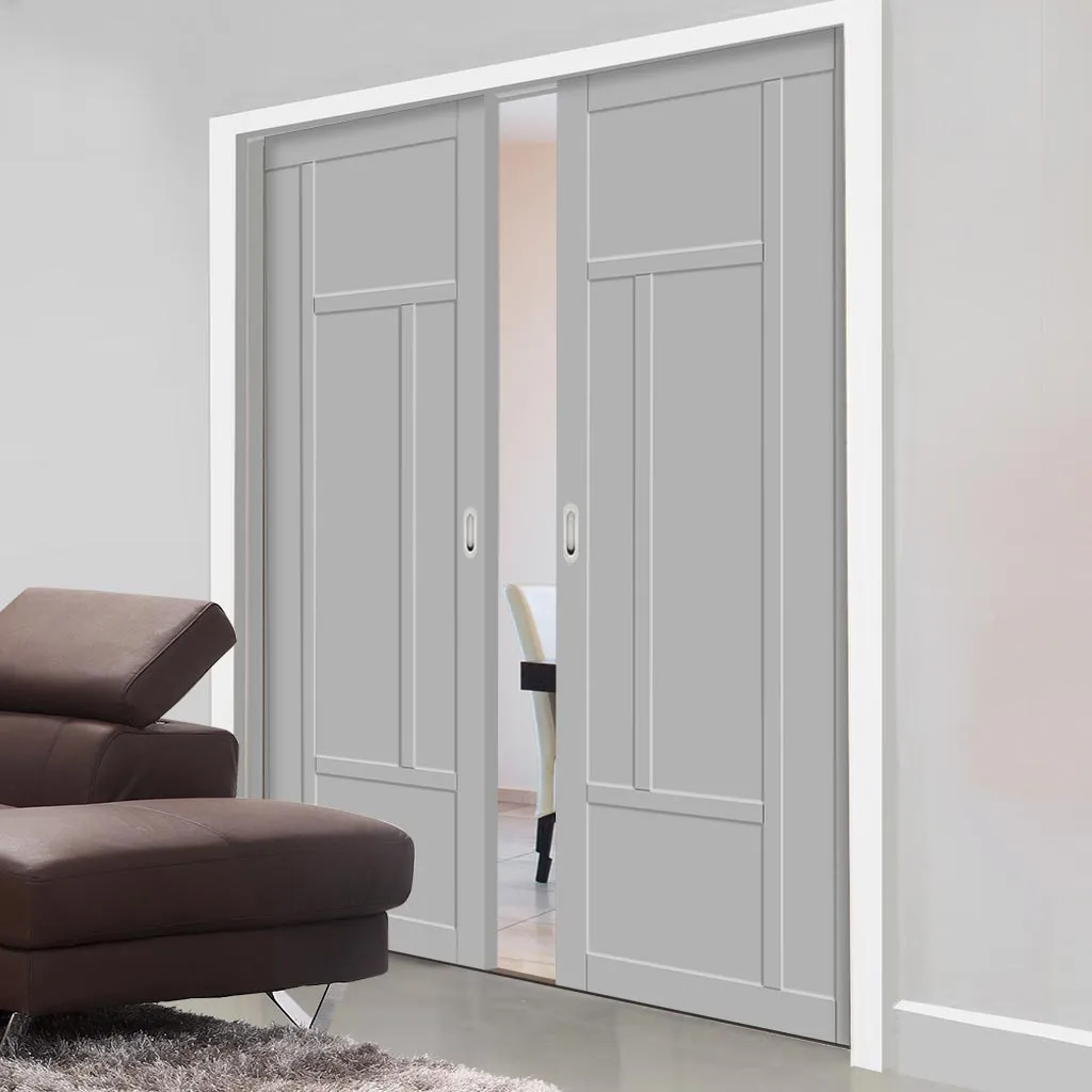 Bespoke Handmade Eco-Urban® Morningside 5 Panel Double Evokit Pocket Door DD6437 - Colour Options