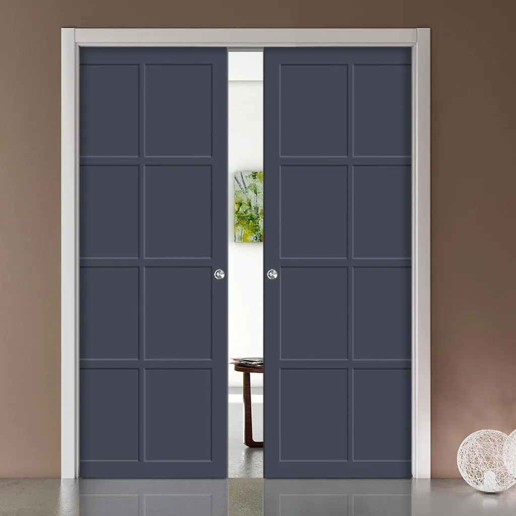 Bespoke Handmade Eco-Urban® Perth 8 Panel Double Evokit Pocket Door DD6318 - Colour Options