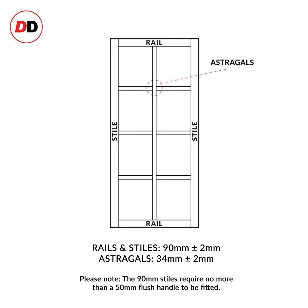 Bespoke Handmade Eco-Urban® Perth 8 Panel Single Evokit Pocket Door DD6318 - Colour Options