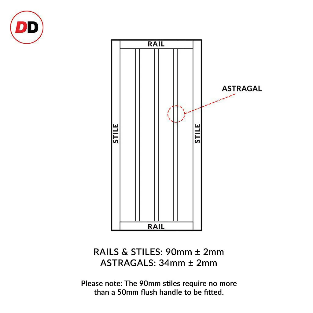 Bespoke Handmade Eco-Urban® Sintra 4 Pane Single Absolute Evokit Pocket Door DD6428G Clear Glass - Colour Options