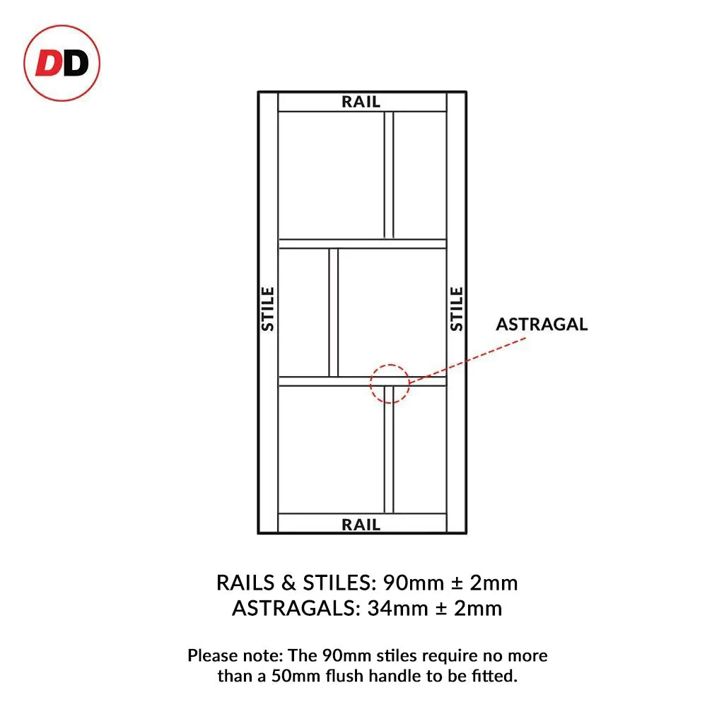 Bespoke Handmade Eco-Urban® Tokyo 3 Pane 3 Panel Double Evokit Pocket Door DD6423SG Frosted Glass - Colour Options