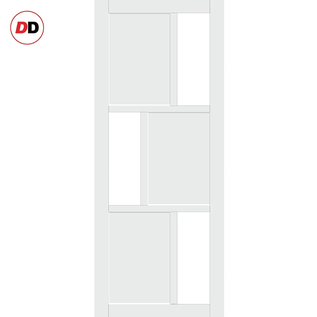 Bespoke Handmade Eco-Urban® Tokyo 3 Pane 3 Panel Double Evokit Pocket Door DD6423SG Frosted Glass - Colour Options