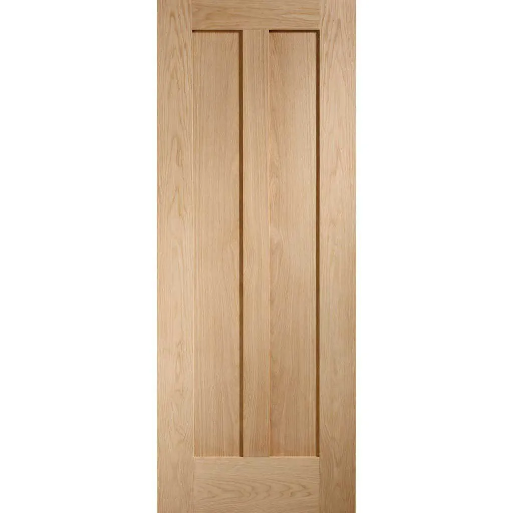 Bespoke Malton Oak Glazed Double Frameless Pocket Door - No Raised Mouldings