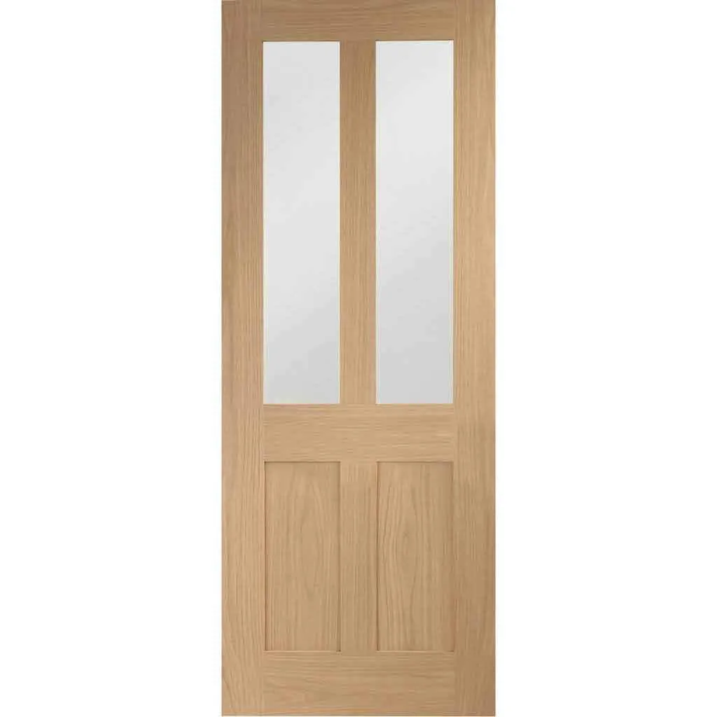 Bespoke Malton Oak Shaker 2P & 2L Glazed Double Frameless Pocket Door