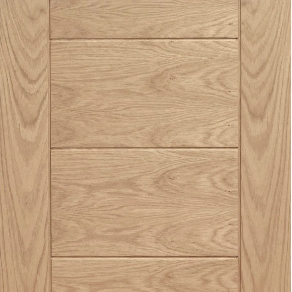 Bespoke Palermo Flush Oak Double Pocket Door - Panel Effect