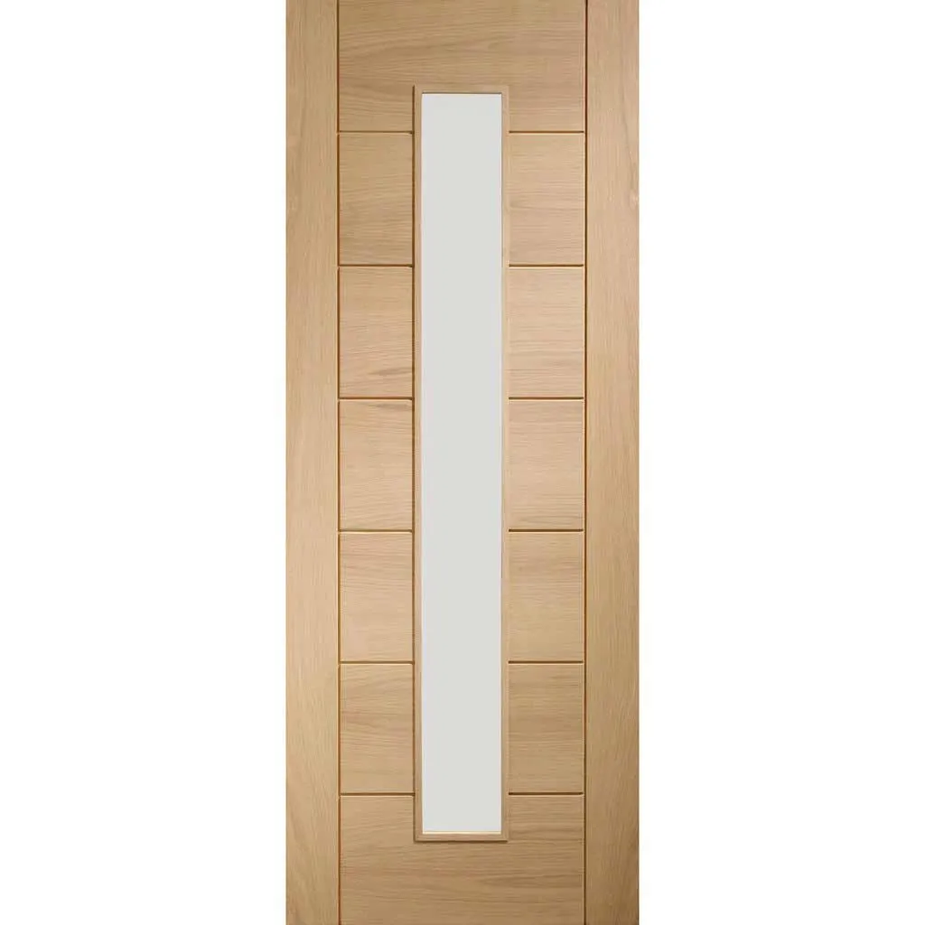 Bespoke Palermo Oak 1L Glazed Double Pocket Door