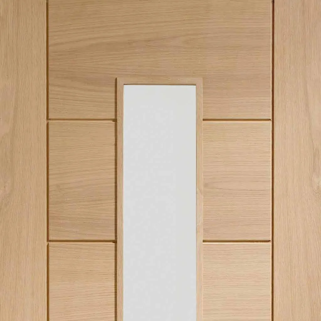 Bespoke Palermo Oak 1L Glazed Double Pocket Door