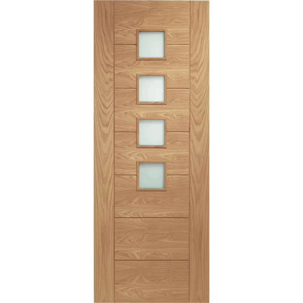 Bespoke Palermo Oak 4L Glazed Double Pocket Door