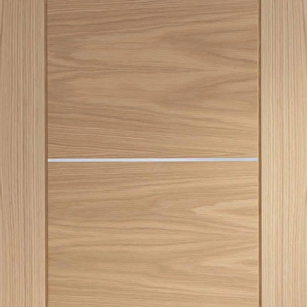 Bespoke Pass-Easi Portici Oak Flush - 4 Sliding Doors and Frame Kit - Aluminium Inlay - Prefinished