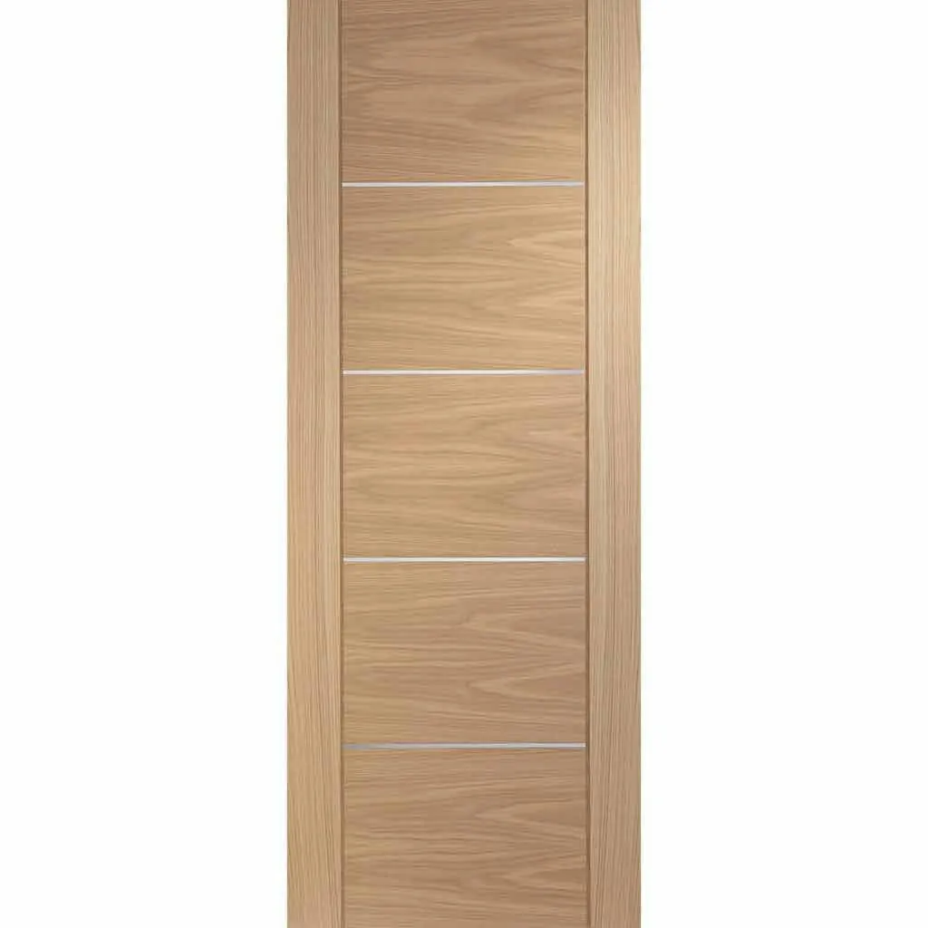 Bespoke Pass-Easi Portici Oak Flush - 4 Sliding Doors and Frame Kit - Aluminium Inlay - Prefinished