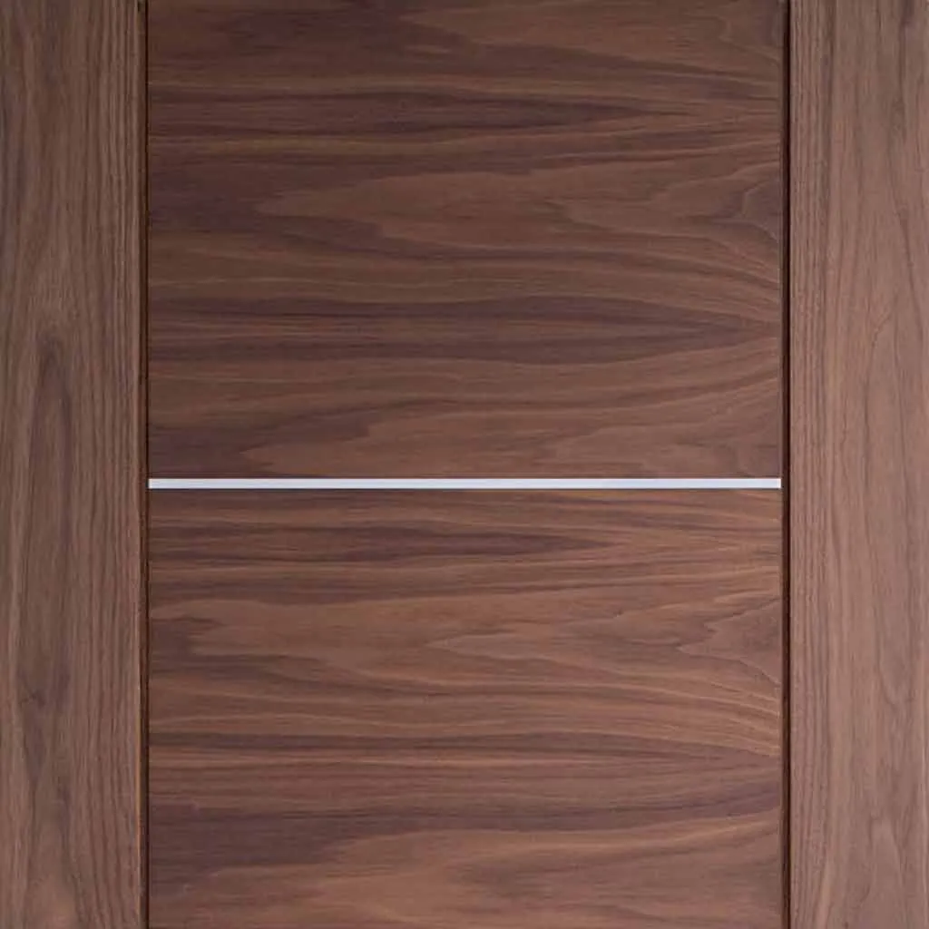 Bespoke Pass-Easi Portici Walnut Flush - 3 Sliding Doors and Frame Kit - Aluminium Inlay - Prefinished