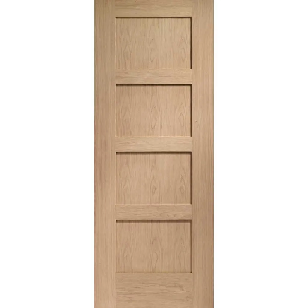 Bespoke Pass-Easi Shaker Oak 4 Panel - 2 Sliding Doors and Frame Kit - Prefinished