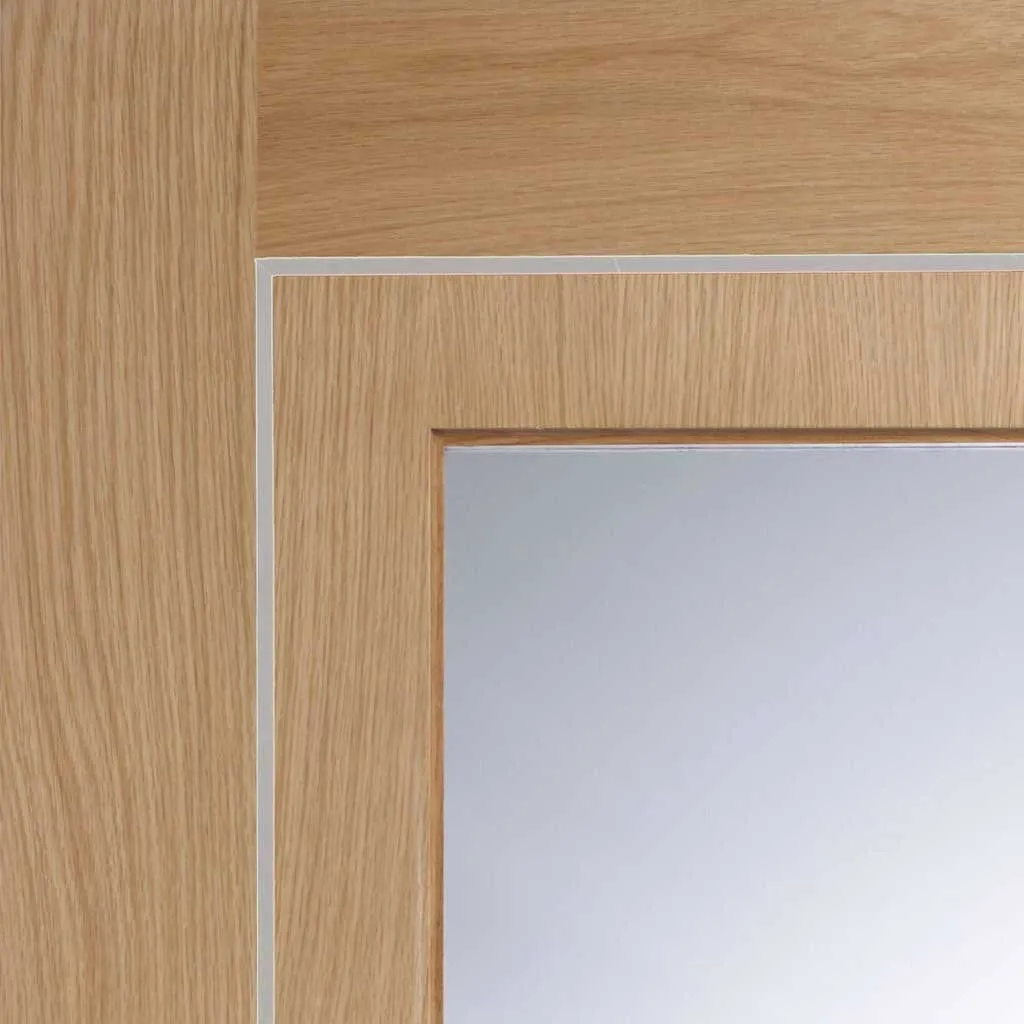 Bespoke Pass-Easi Varese Oak Glazed - 3 Sliding Doors and Frame Kit - Aluminium Inlay - Prefinished