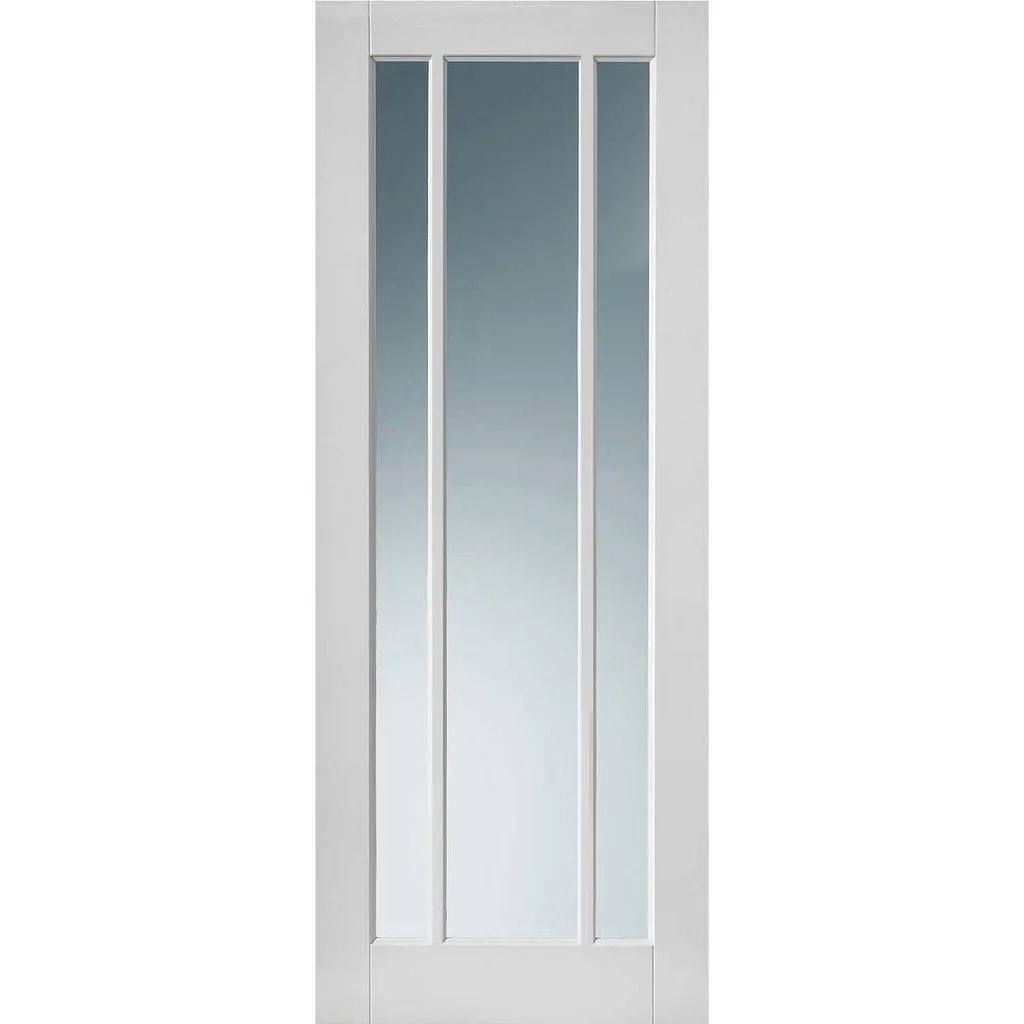 Bespoke Pass-Easi Worcester 3L - 4 Sliding Doors and Frame Kit - Clear Safety Glass - White Primed