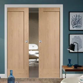 Bespoke Pattern 10 Oak 1 Panel Double Pocket Door