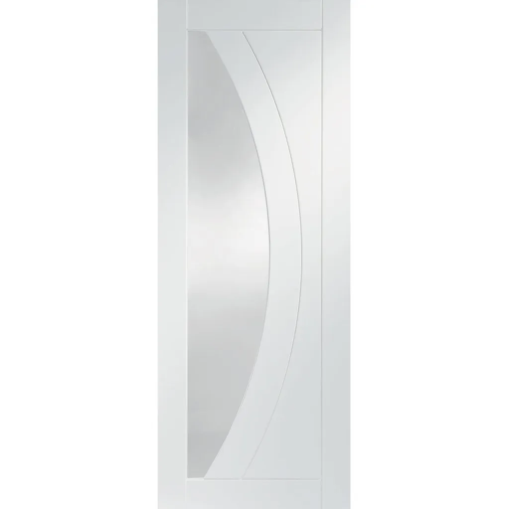 Bespoke Salerno White Primed Glazed Single Pocket Door - Clear Glass