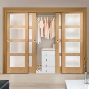 Bespoke Shaker Oak 4 Pane Glazed 4 Door Maximal Wardrobe and Frame Kit