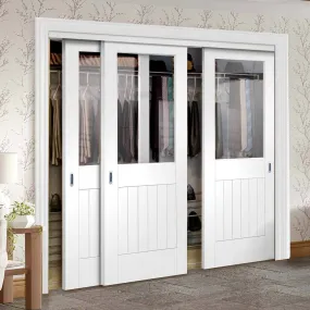 Bespoke Suffolk Glazed 3 Door Maximal Wardrobe and Frame Kit - White Primed