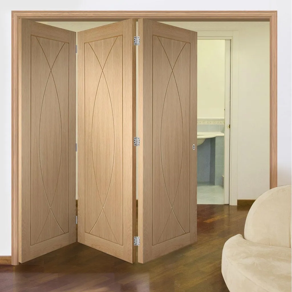 Bespoke Thrufold Pesaro Oak Flush Folding 3 0 Door - Prefinished