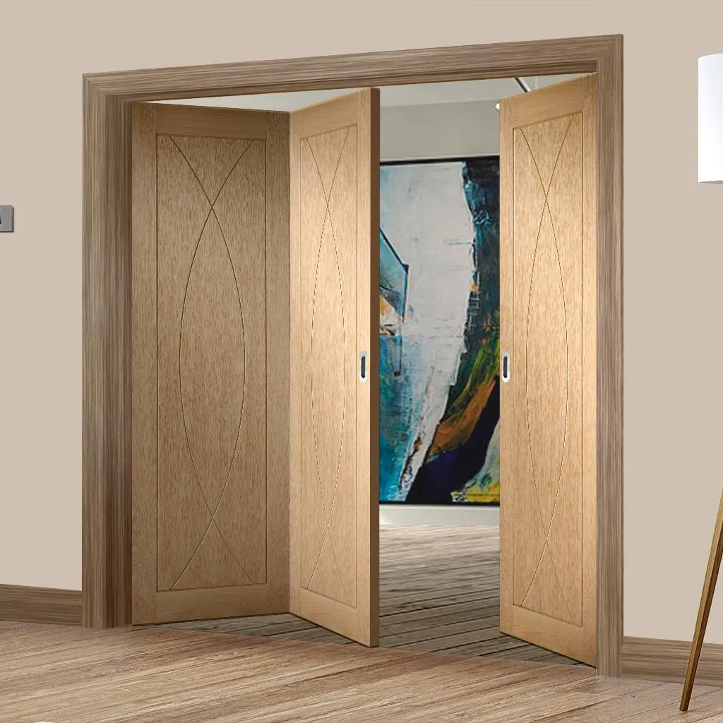 Bespoke Thrufold Pesaro Oak Flush Folding 3 0 Door - Prefinished