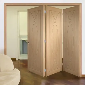 Bespoke Thrufold Pesaro Oak Flush Folding 3 0 Door - Prefinished