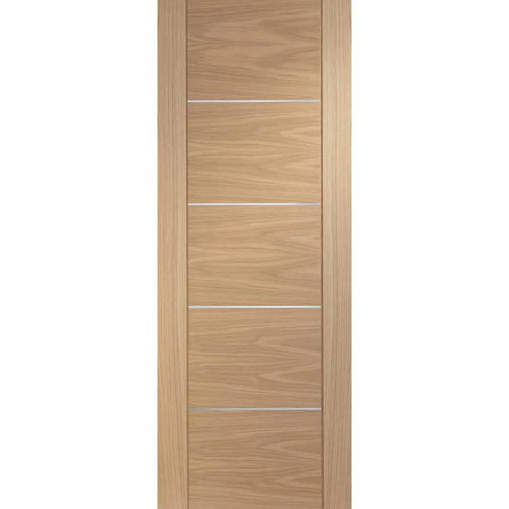 Bespoke Thrufold Portici Oak Flush Folding 3 3 Door - Aluminium Inlay - Prefinished