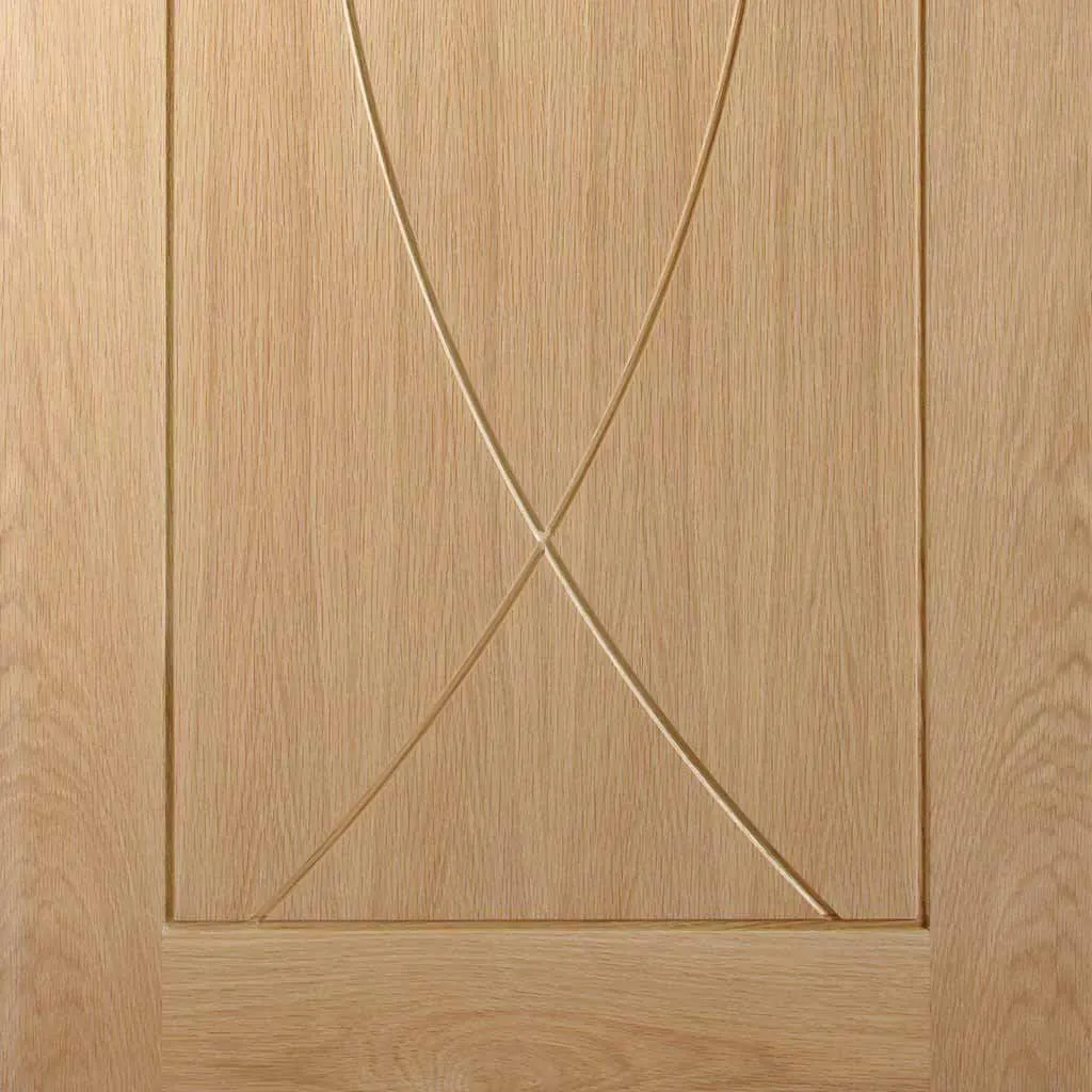 Bespoke Thruslide Surface Pesaro Oak Flush - Sliding Double Door and Track Kit - Prefinished