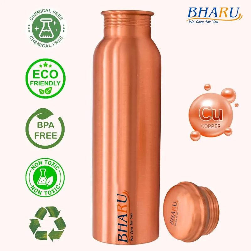 Bharu Plain Copper Bottle 750 ml - Pack of 6