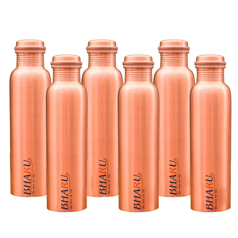 Bharu Plain Copper Bottle 750 ml - Pack of 6