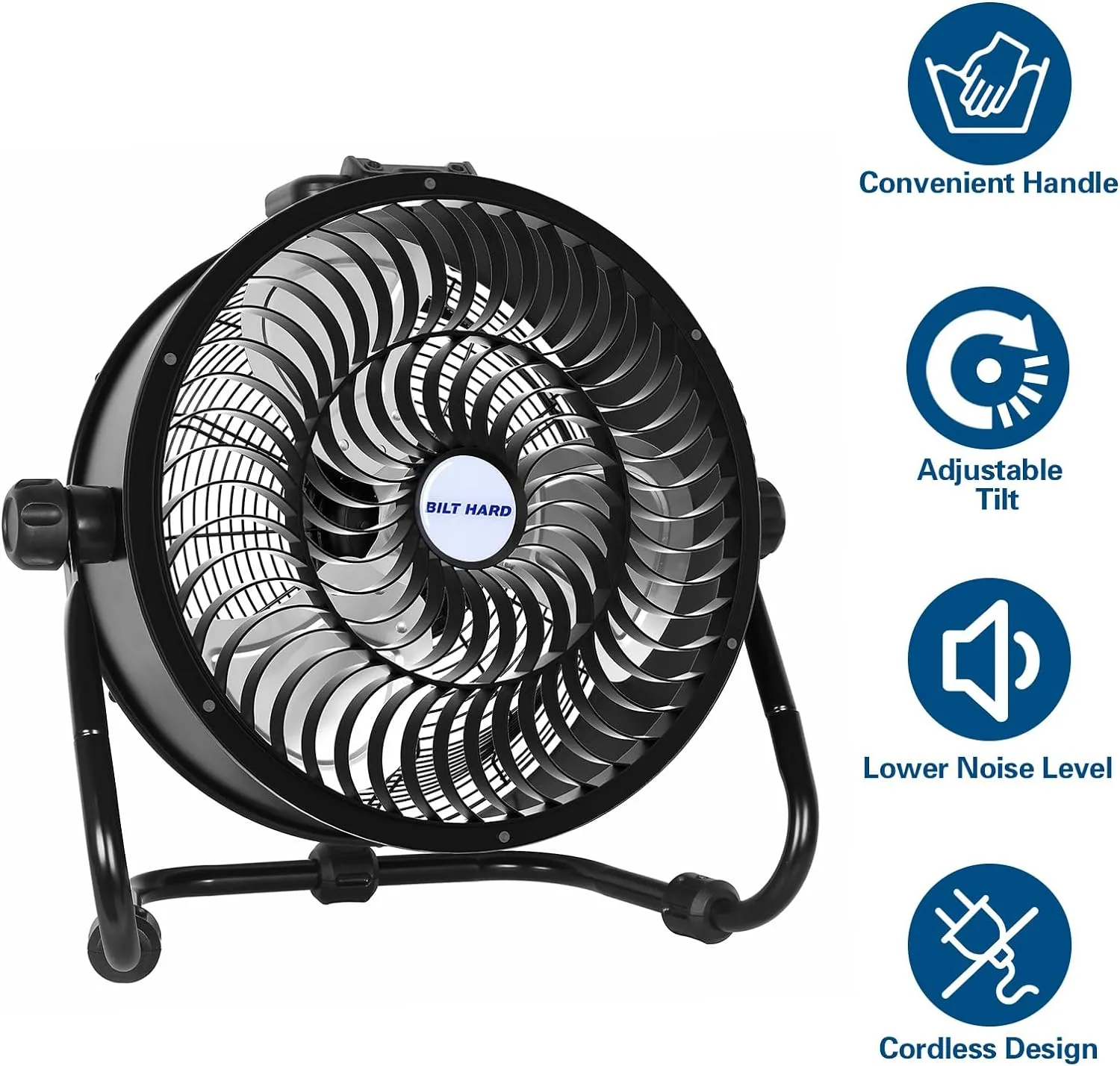 BILT HARD 18" Portable Jobsite Fan Compatible with Dewalt 20V Battery, Cordless Battery Operated Floor Fan for Camping Construction Site (No Battery)