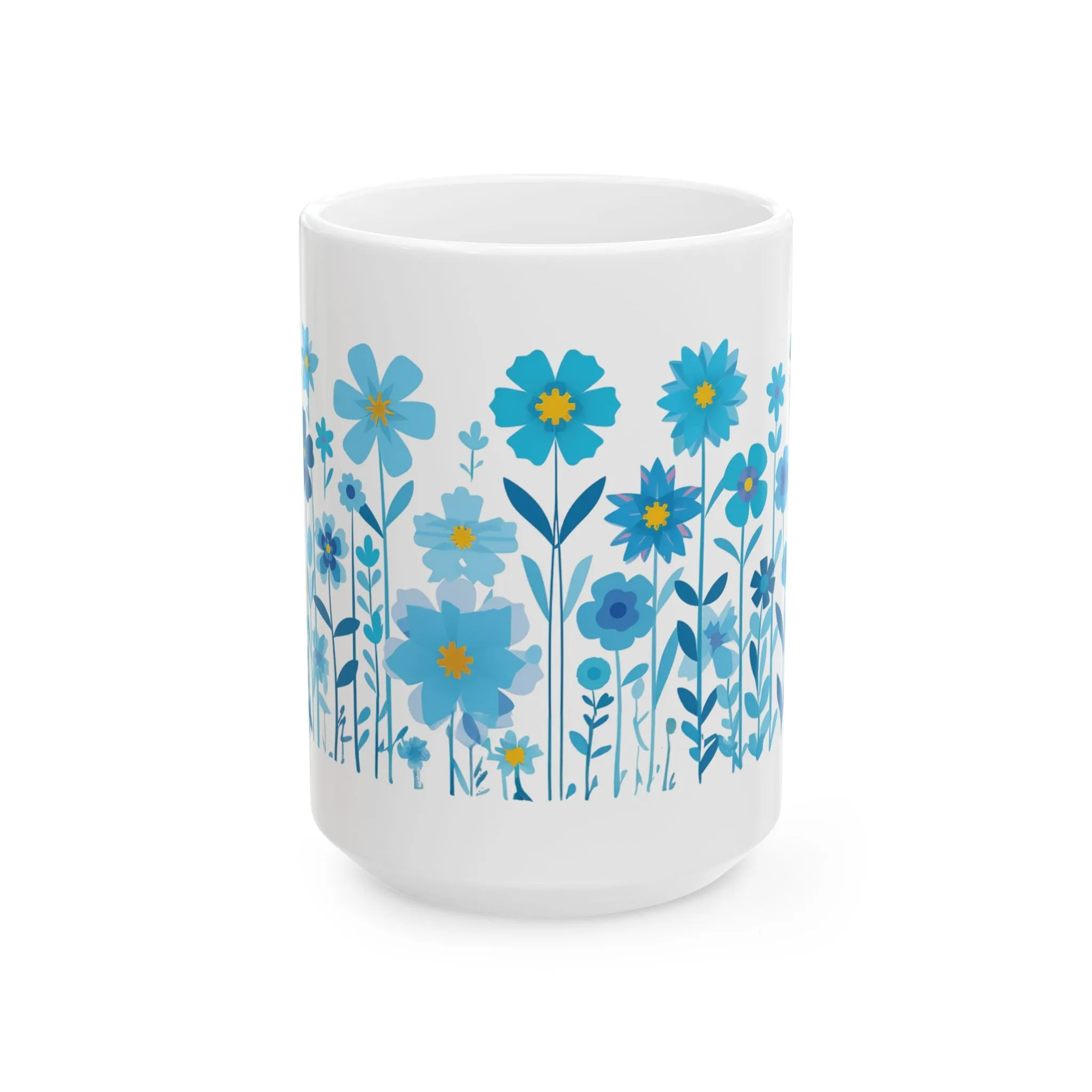 Blue Daisy Flower Coffee Mug, Wild Flower Tea Cup, Botanical Mug, Garden Mug, Flower Lover Mug, Boho Daisy Mug, Daisy Flower Gift