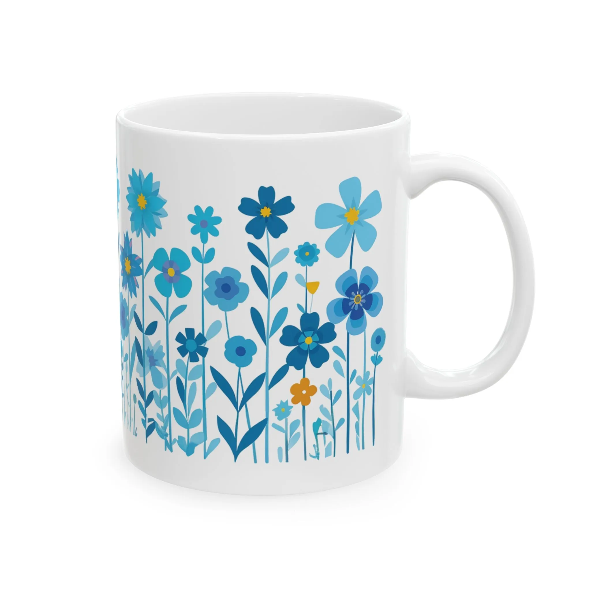 Blue Daisy Flower Coffee Mug, Wild Flower Tea Cup, Botanical Mug, Garden Mug, Flower Lover Mug, Boho Daisy Mug, Daisy Flower Gift