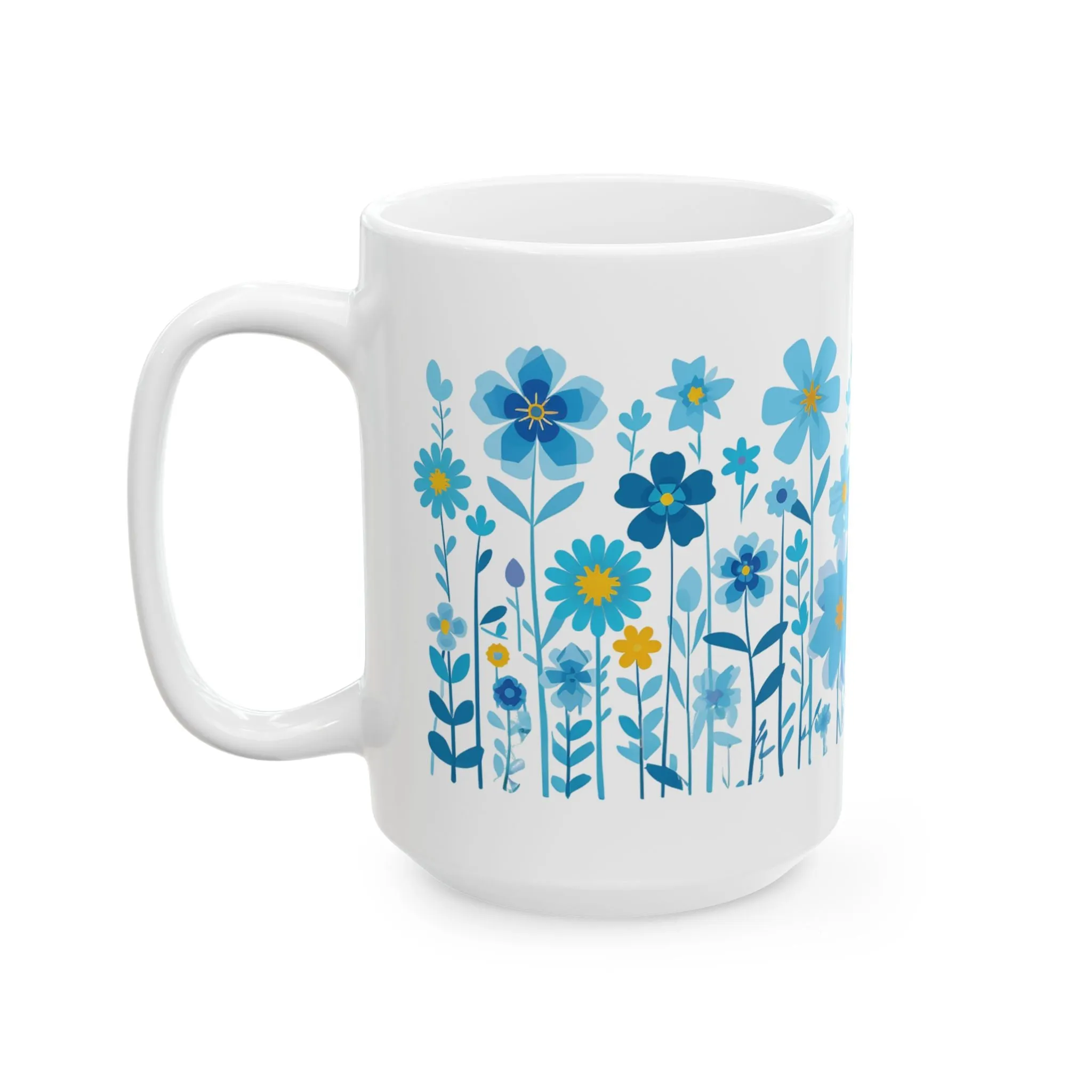 Blue Daisy Flower Coffee Mug, Wild Flower Tea Cup, Botanical Mug, Garden Mug, Flower Lover Mug, Boho Daisy Mug, Daisy Flower Gift