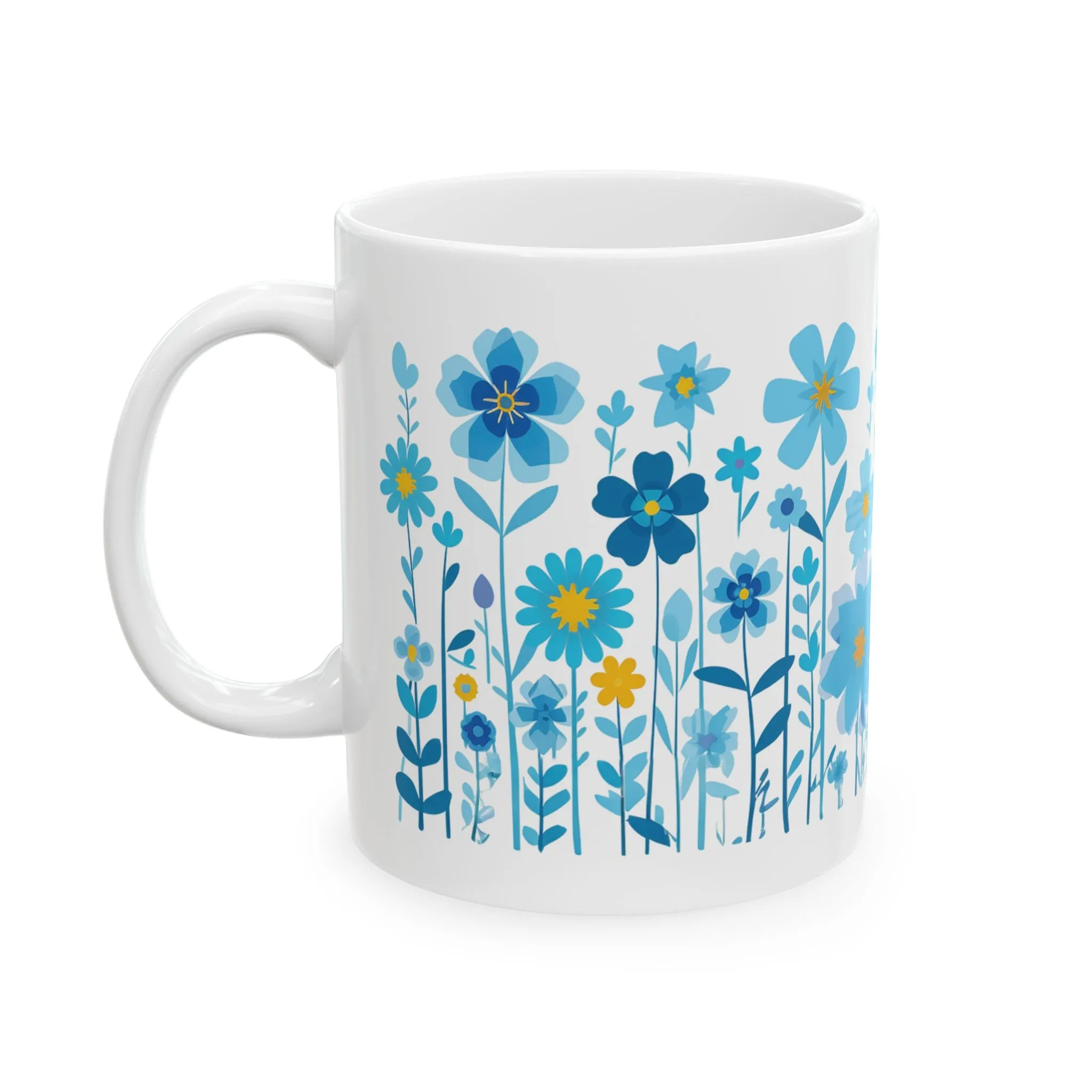 Blue Daisy Flower Coffee Mug, Wild Flower Tea Cup, Botanical Mug, Garden Mug, Flower Lover Mug, Boho Daisy Mug, Daisy Flower Gift