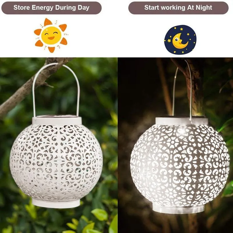 Bode - Round Solar Hanging Shadow Cast Lantern