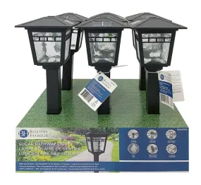 Boston Harbor Solar Coach Stake Light, Ni-Mh Battery, AA Battery, 1-Lamp, Plastic and Glass Fixture, Black :EA: QUANTITY: 6