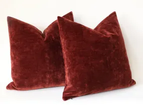 Brick Red Velvet Pillow Cover / Sienna Pillow Cover / Southwestern Pillow / Rust Red Pillow Cover