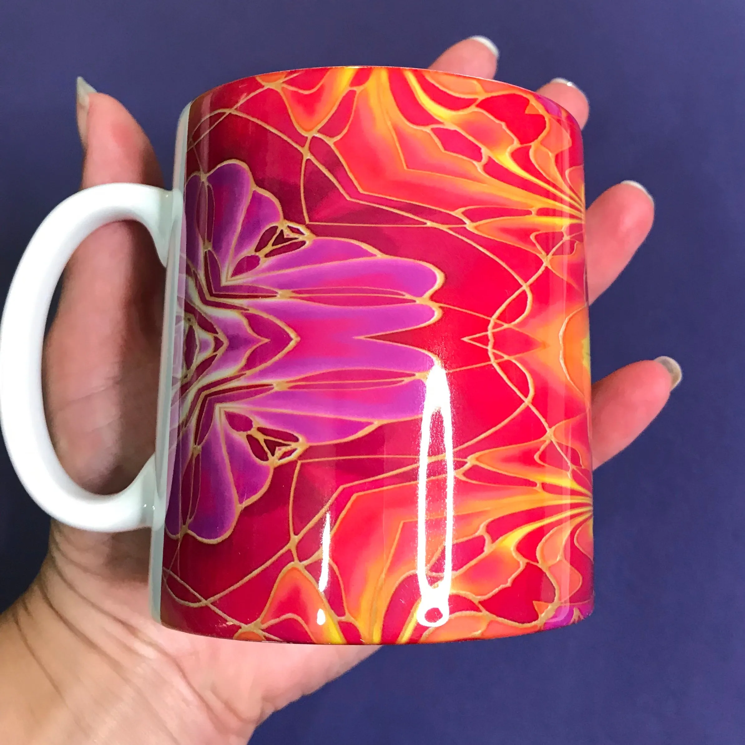 Bright Pink and Red mug and coaster set or mug only - Colourful Mug Set - Red pink Mug Gift