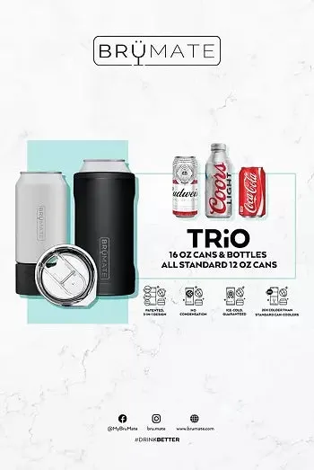 BrüMate Hopsulator Trio, 3 in 1 Can Cooler, Aqua