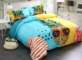 Brocade Cool Pineapple Seaside Leisure Casual Style Luxury 4-Piece Cotton Bedding Sets