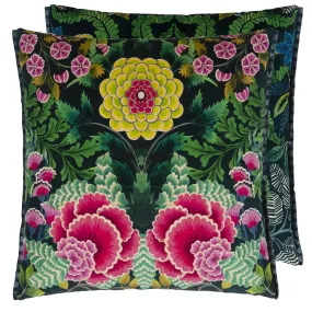 Brocart Decoratif Velours Noir Decorative Throw Pillow by Designers Guild